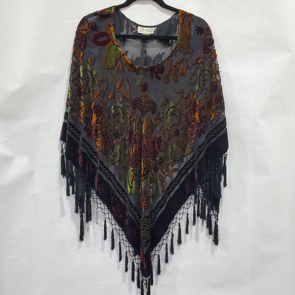 Vintage Tassel Poncho - Picture 1 of 9